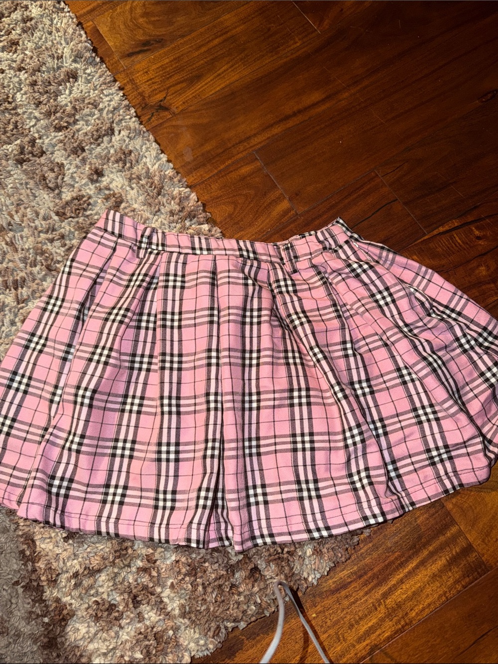 Hot Topic Pink Plaid Circle Skirt